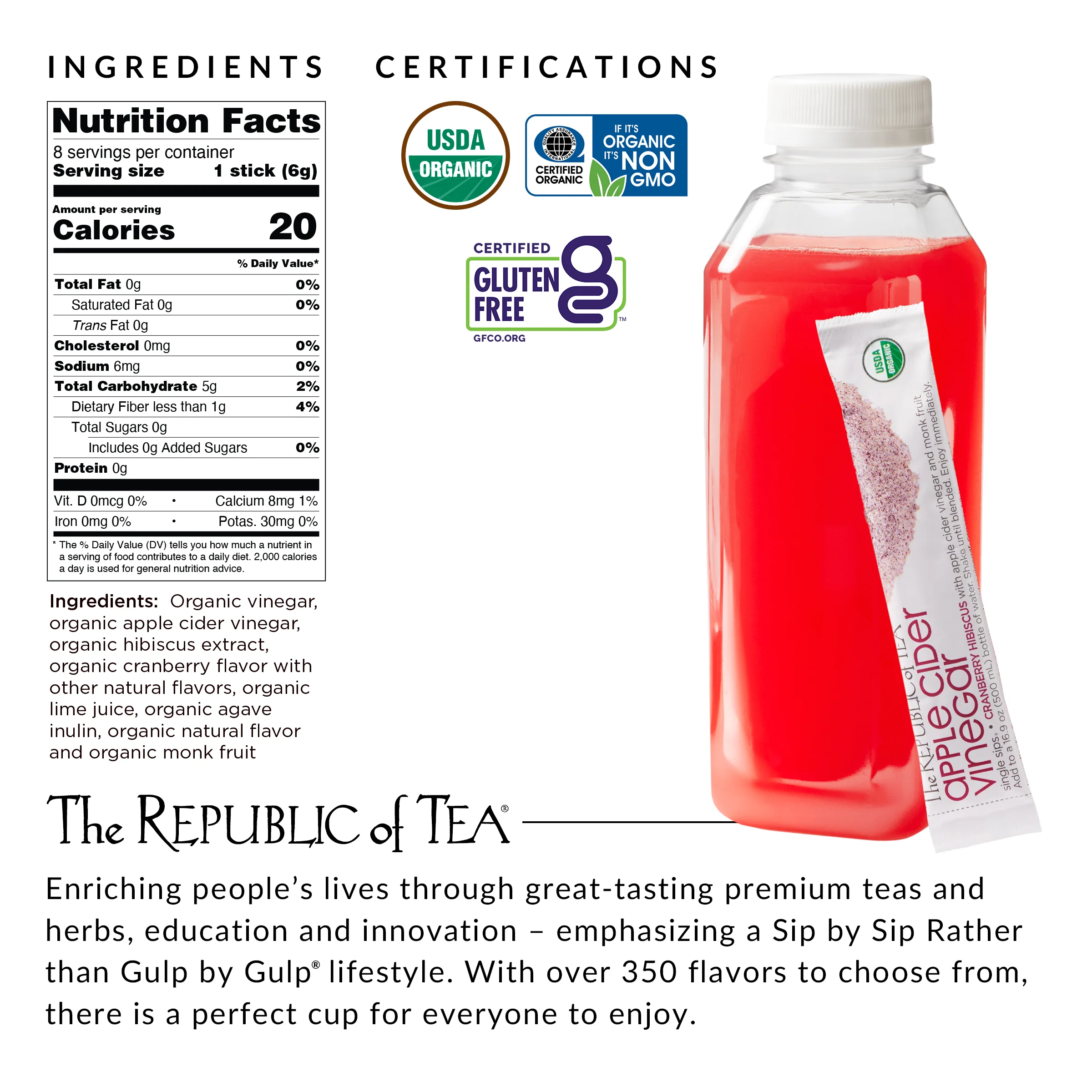 Organic Apple Cider Vinegar Cranberry Hibiscus Single Sips® - 1 Packet - Image 4