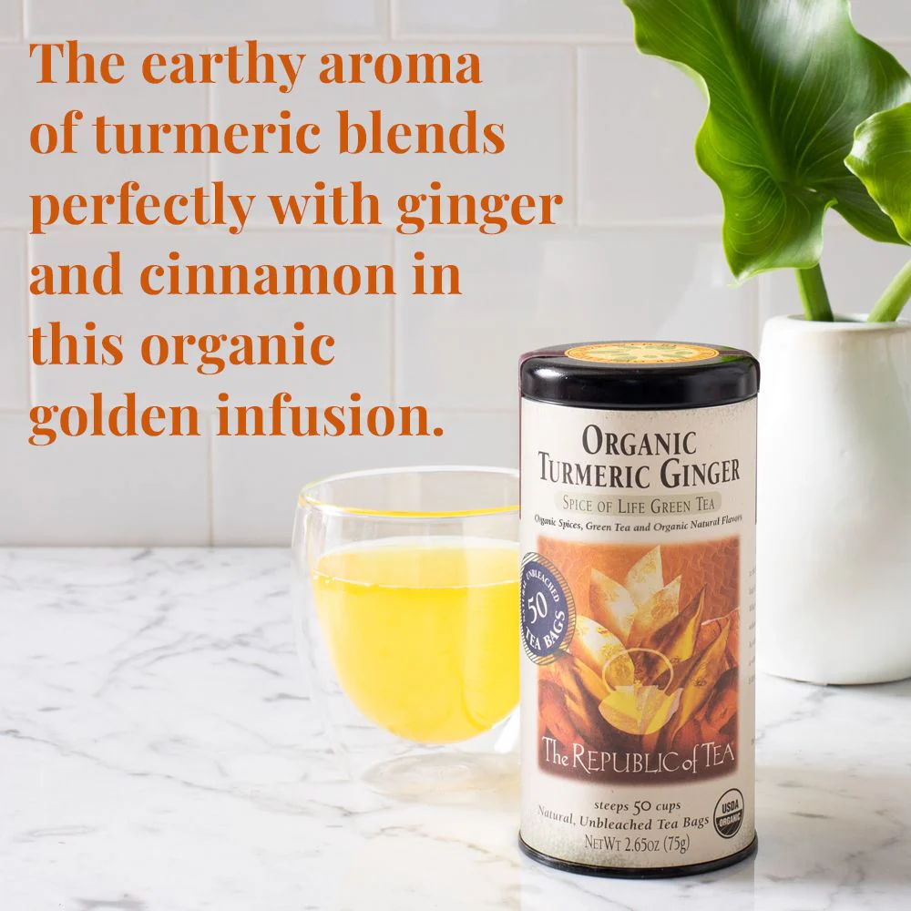 Organic Turmeric Ginger Green Tea Bags - Image 4